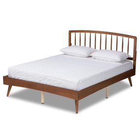 Baxton Studio Paton Mid-Century Modern Walnut Brown Finished Wood Full Size Platform Bed - MG0020-5S-Walnut-Full