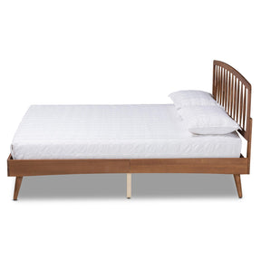 Baxton Studio Paton Mid-Century Modern Walnut Brown Finished Wood Full Size Platform Bed - MG0020-5S-Walnut-Full