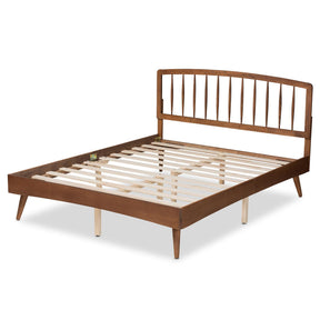 Baxton Studio Paton Mid-Century Modern Walnut Brown Finished Wood Full Size Platform Bed - MG0020-5S-Walnut-Full