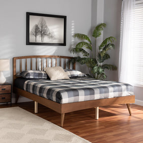 Baxton Studio Paton Mid-Century Modern Walnut Brown Finished Wood Full Size Platform Bed - MG0020-5S-Walnut-Full