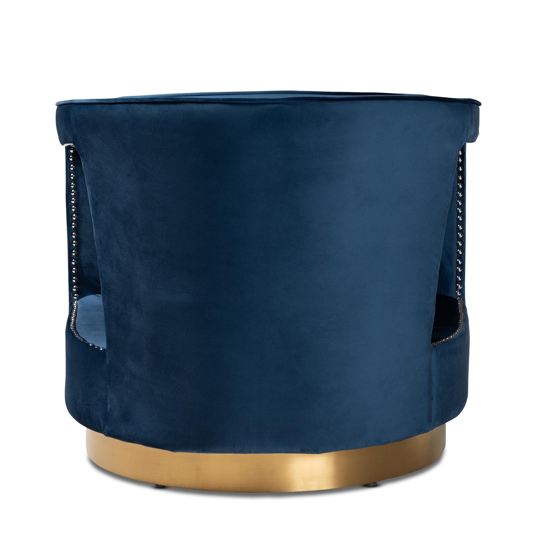 Baxton Studio Neville Modern Luxe And Glam Navy Blue Velvet Fabric Upholstered And Gold Finished Metal Armchair - TSF-6743-Navy Velvet/Gold-CC