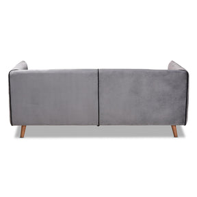 Baxton Studio Beacher Modern And Contemporary Grey Velvet Fabric Upholstered And Walnut Brown Finished Wood Sofa - RDS-S0020-3S-Grey Velvet/Walnut-SF