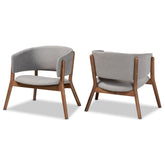 Baxton Studio Baron Mid-Century Modern Light Grey Fabric Upholstered And Walnut Brown Finished Wood 2-Piece Living Room Accent Chair Set - RDC794S-AC-Light Grey/Walnut-CC