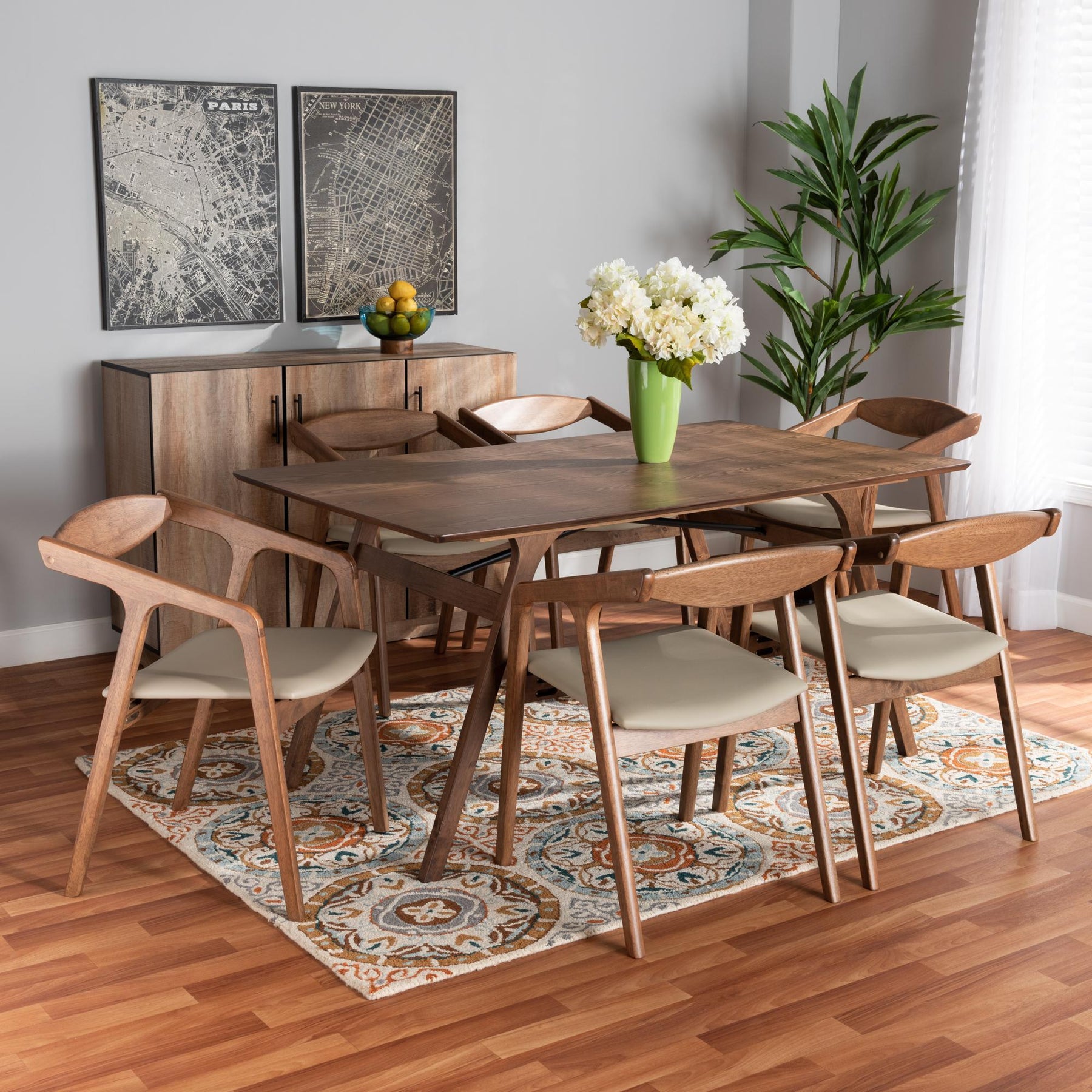 Baxton Studio Harland Grey Wood 7-Piece Dining Set - RDC809B