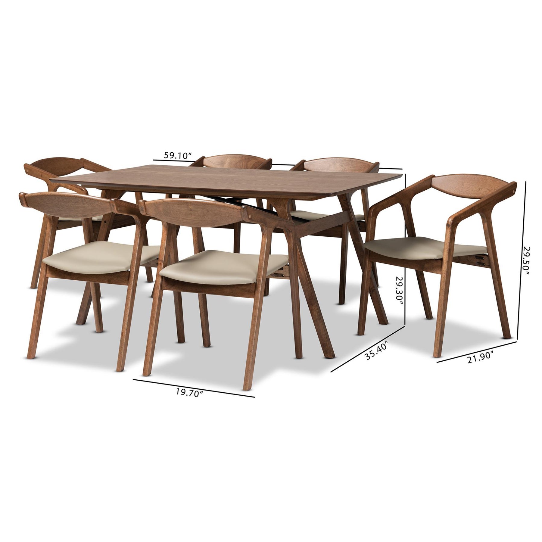 Baxton Studio Harland Grey Wood 7-Piece Dining Set - RDC809B