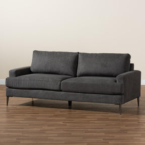 Baxton Studio Davidson Modern And Contemporary Grey Fabric Upholstered Sofa - 3132A-Grey-Sofa