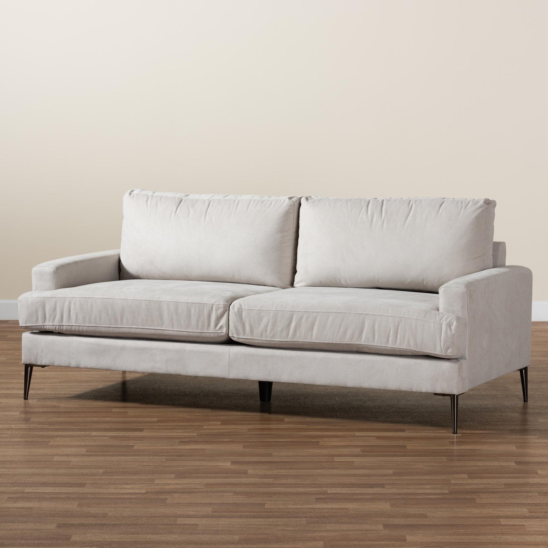 Baxton Studio Davidson Modern And Contemporary Beige Fabric Upholstered Sofa - 3132A-Cream-Sofa