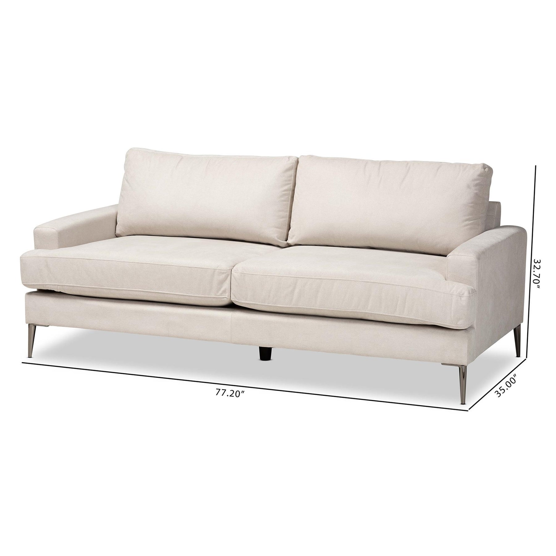 Baxton Studio Davidson Modern And Contemporary Beige Fabric Upholstered Sofa - 3132A-Cream-Sofa