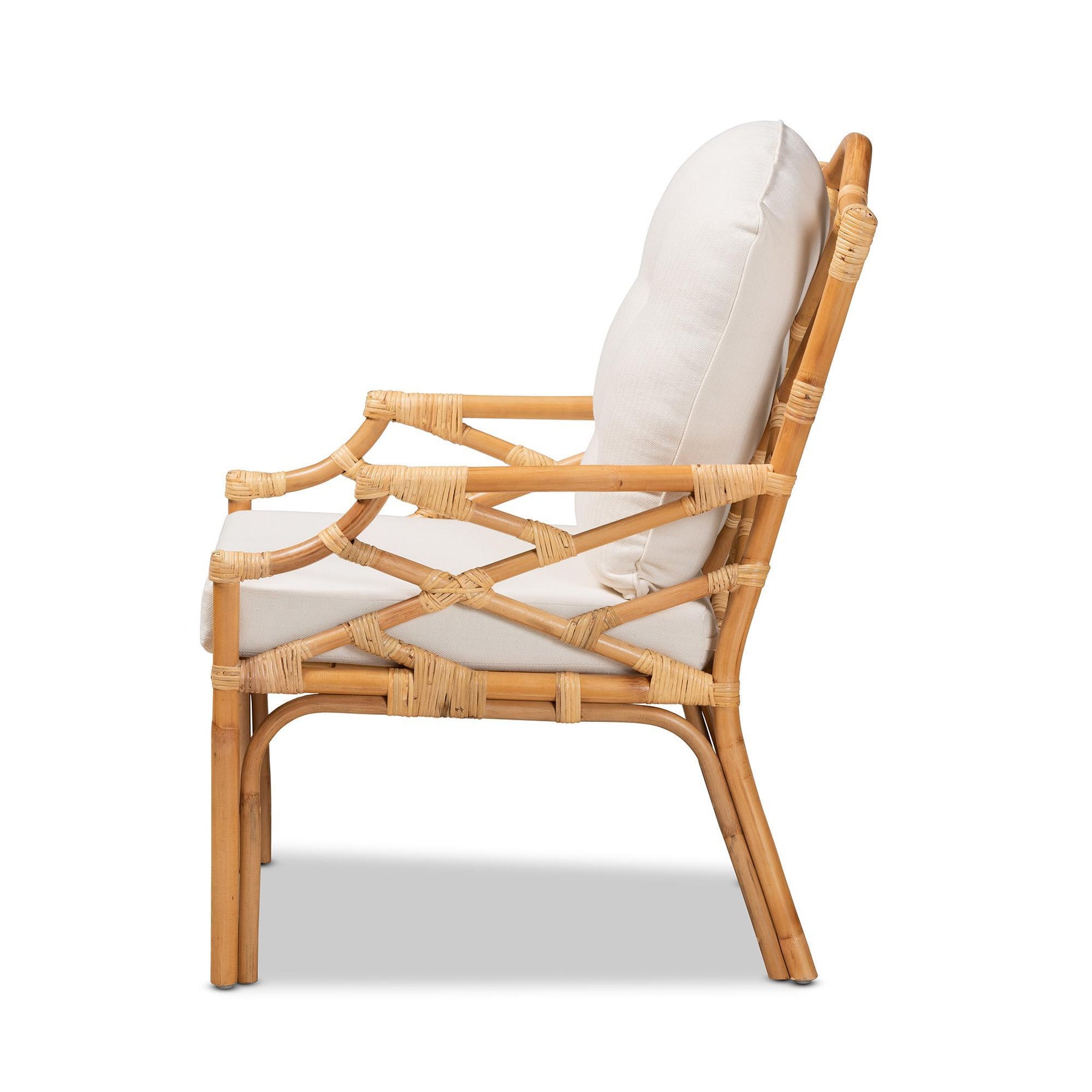 Baxton Studio Sonia Modern And Contemporary Natural Finished Rattan Armchair - Sonia-Natural-CC Arm