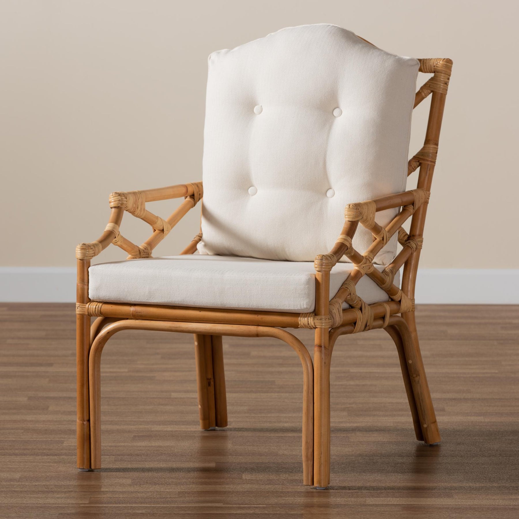 Baxton Studio Sonia Modern And Contemporary Natural Finished Rattan Armchair - Sonia-Natural-CC Arm