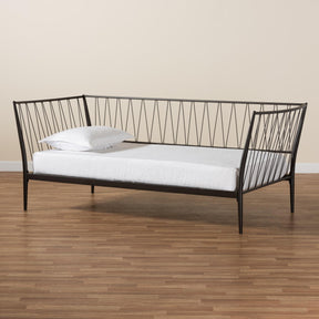 Baxton Studio Lysa Modern And Contemporary Black Finished Metal Twin Size Daybed - TS-Lysa-Black-Daybed