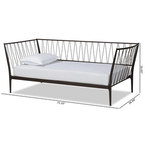 Baxton Studio Lysa Modern And Contemporary Black Finished Metal Twin Size Daybed - TS-Lysa-Black-Daybed