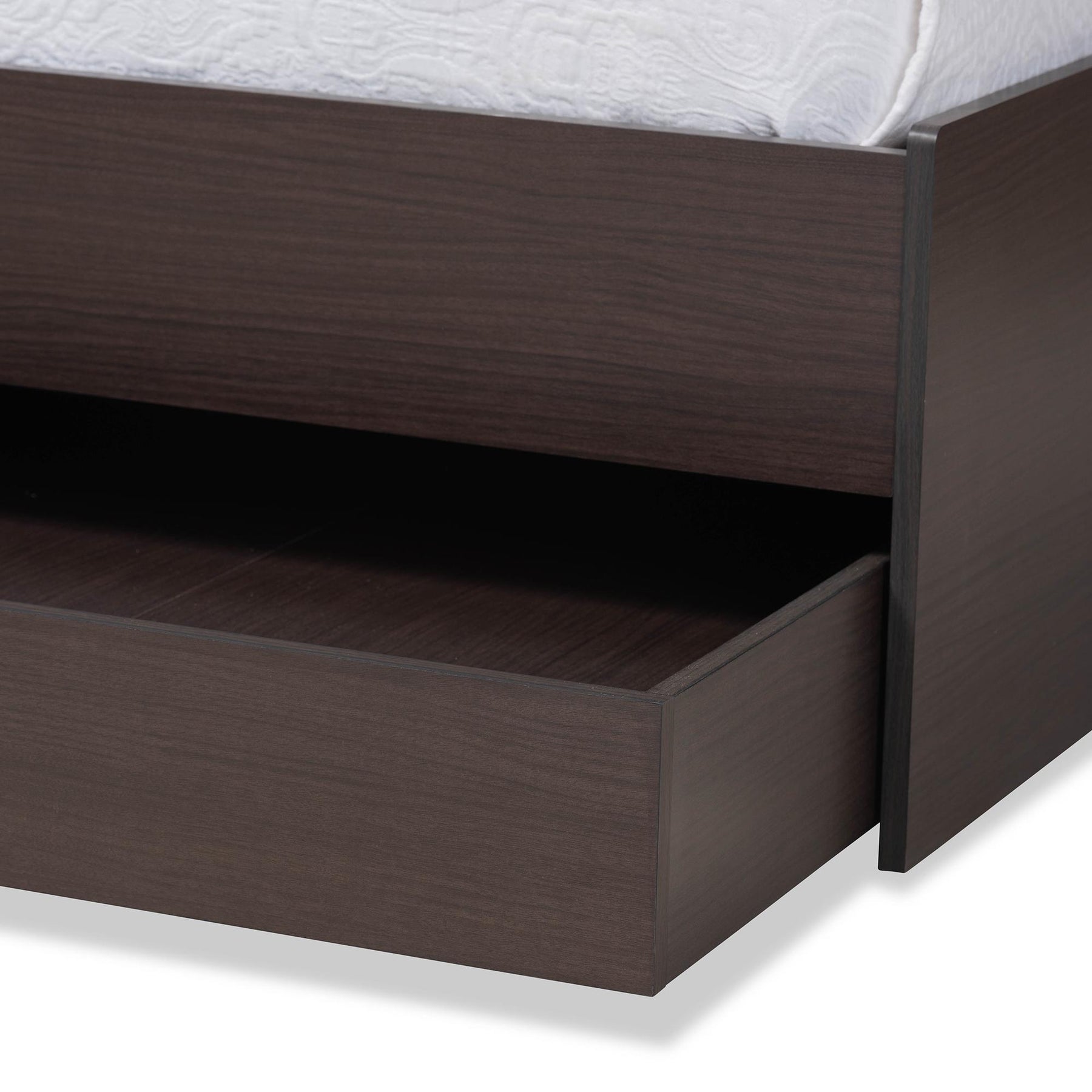 Baxton Studio Faraday Modern And Contemporary Dark Brown Finished Wood Twin Size Platform Storage Corner Bed - SEBED1302718-Modi Wenge-Twin