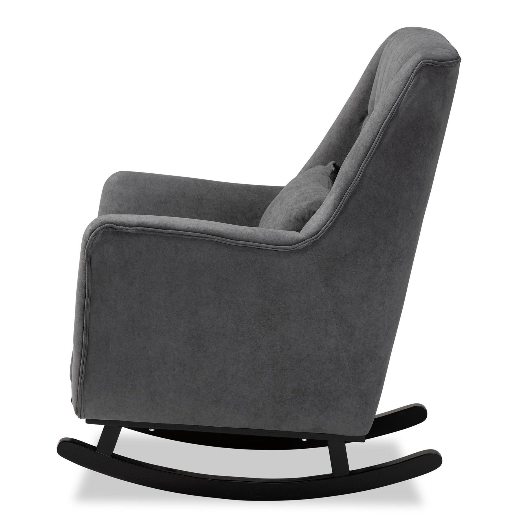 Baxton Studio Elisa Modern And Contemporary Grey Fabric Upholstered And Dark Brown Finished Wood Rocking Chair - HH-009-Velvet Grey-Rocking Chair