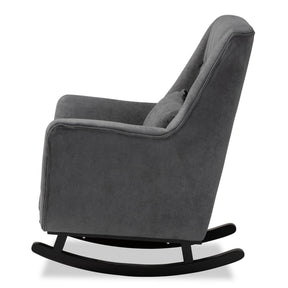 Baxton Studio Elisa Modern And Contemporary Grey Fabric Upholstered And Dark Brown Finished Wood Rocking Chair - HH-009-Velvet Grey-Rocking Chair