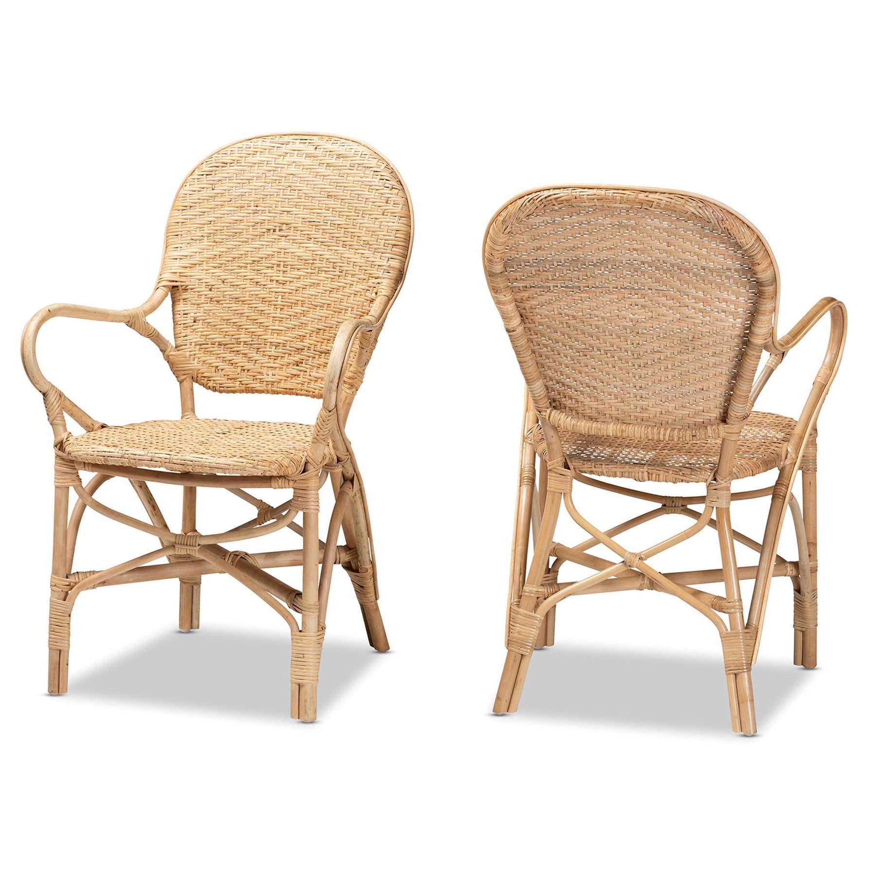 Baxton Studio Genna Modern Bohemian Natural Brown Finished Rattan 2 Pi