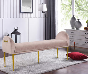 Meridian Furniture Owen Pink Velvet Bench