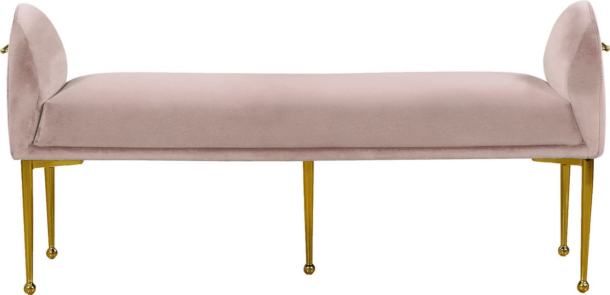 Meridian Furniture Owen Pink Velvet Bench