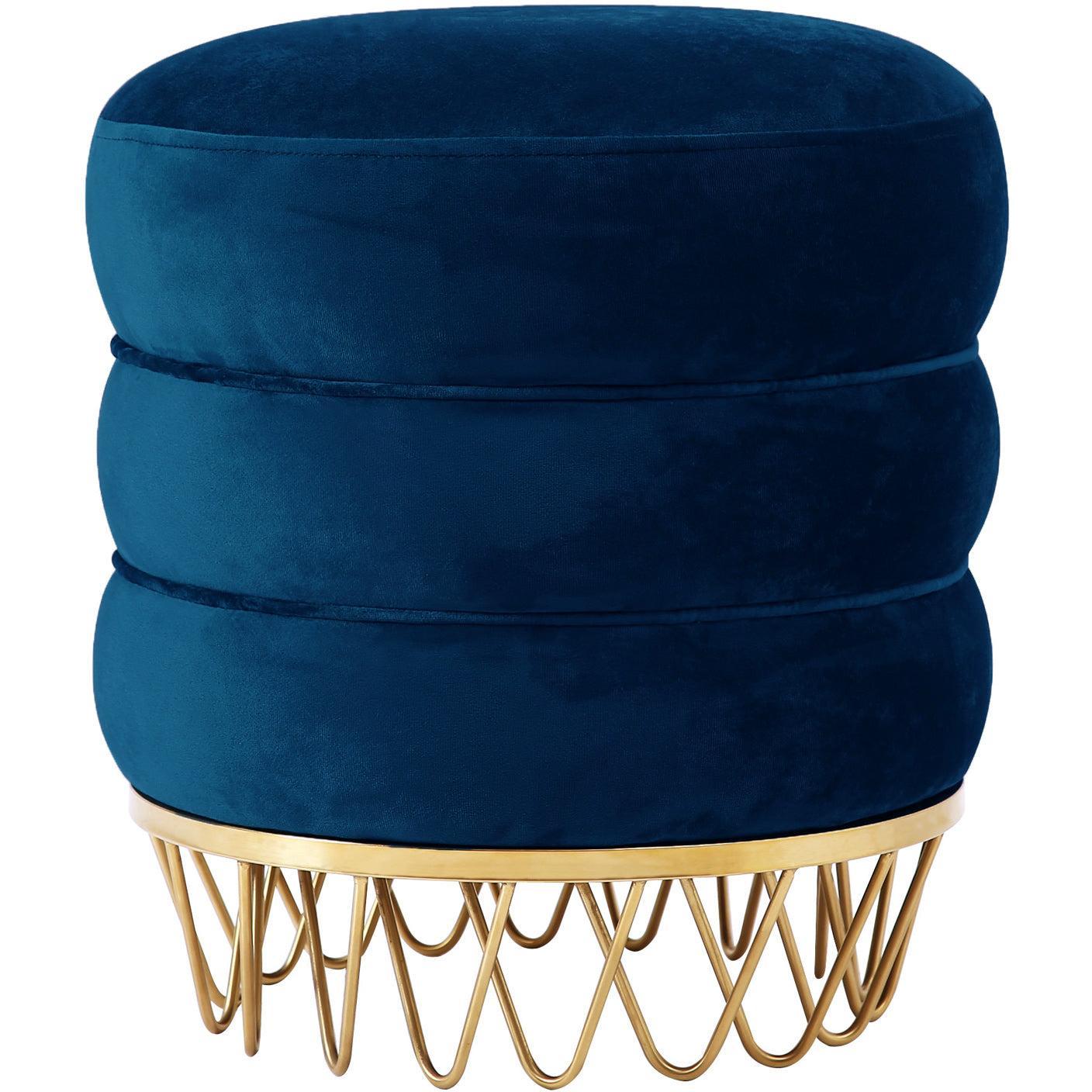 Meridian Furniture Revolve Navy Velvet Ottoman/StoolMeridian Furniture - Ottoman/Stool - Minimal And Modern - 1