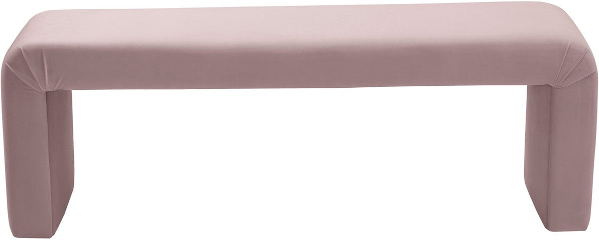 Meridian Furniture Minimalist Pink Velvet Bench