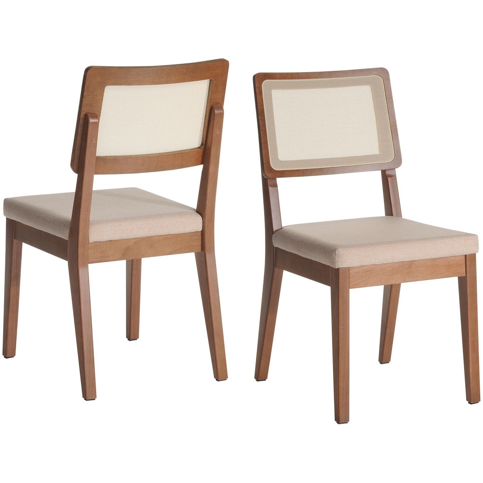 Manhattan Comfort Pell 2-Piece Dining Chair in Dark Beige and Maple Cream-Minimal & Modern