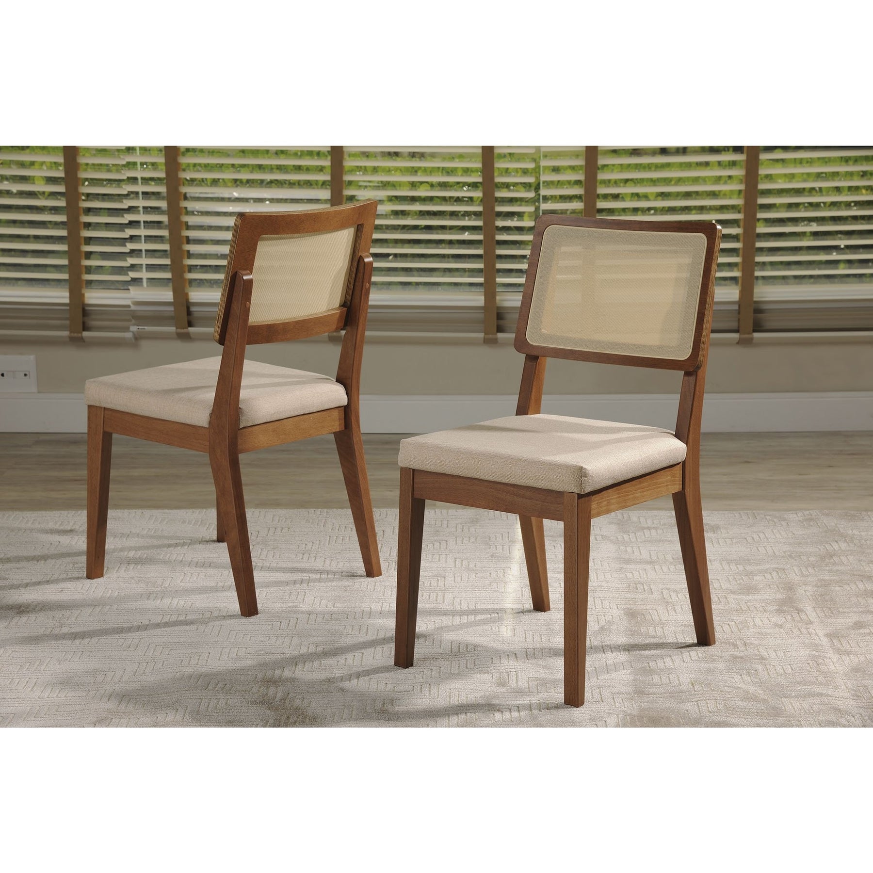 Manhattan Comfort Pell 2-Piece Dining Chair in Dark Beige and Maple Cream-Minimal & Modern