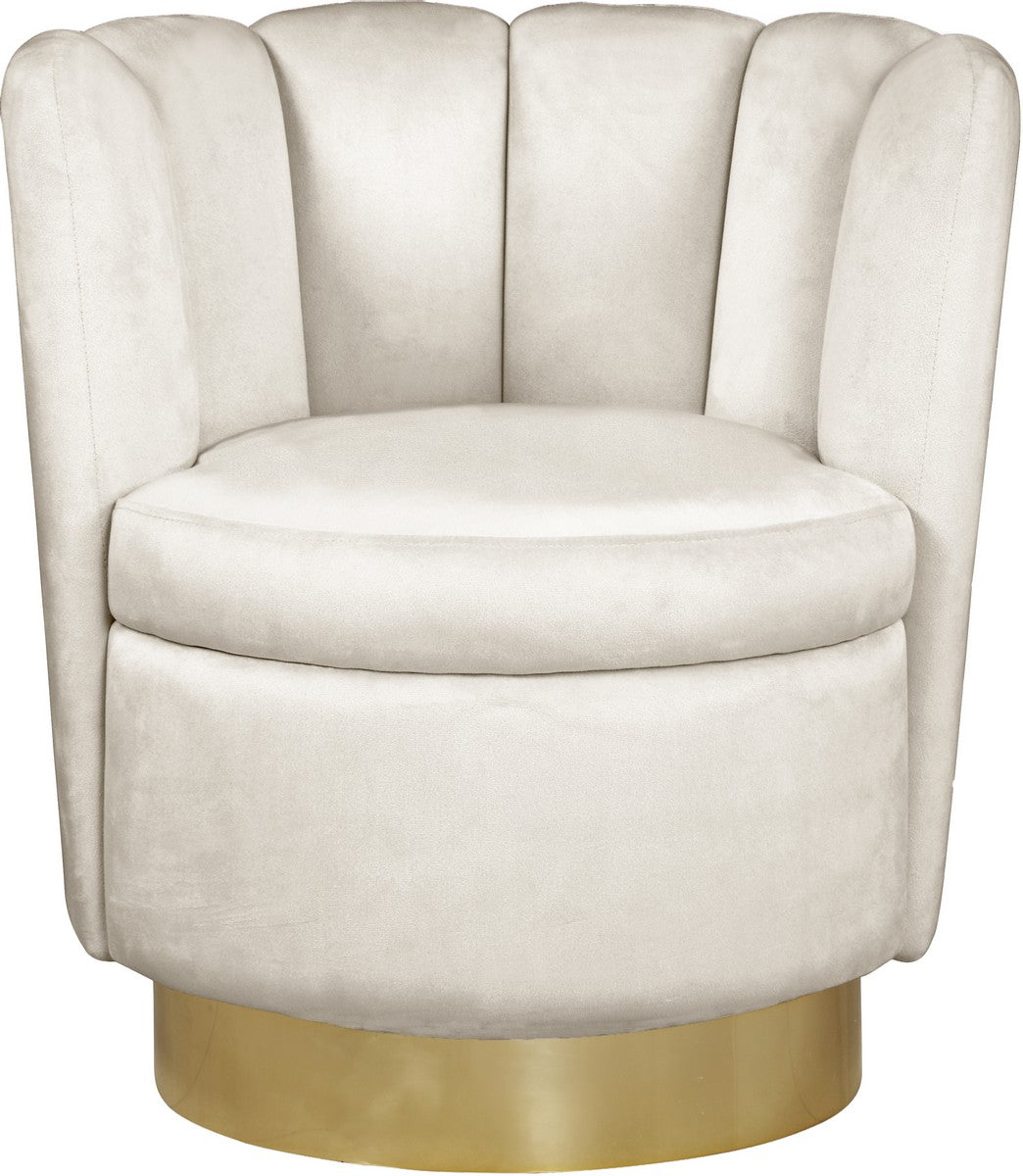 Meridian Furniture Lily Cream Velvet Accent Chair