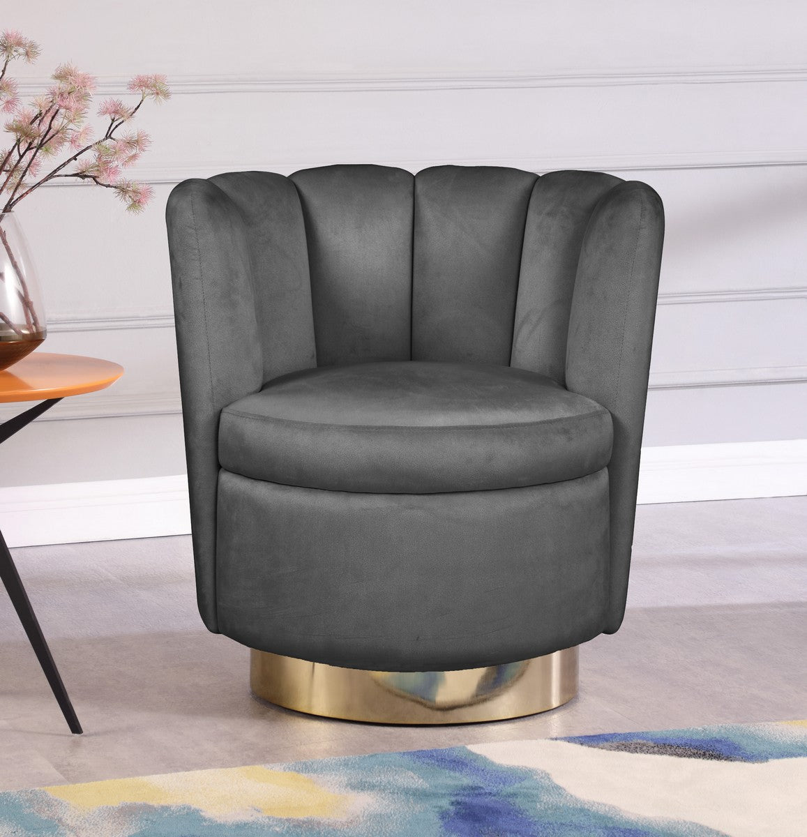 Meridian Furniture Lily Grey Velvet Accent Chair