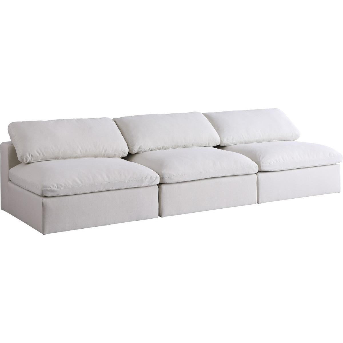 Meridian Furniture Serene Cream Linen Fabric Deluxe Cloud Modular Armless SofaMeridian Furniture - Deluxe Cloud Modular Armless Sofa - Minimal And Modern - 1