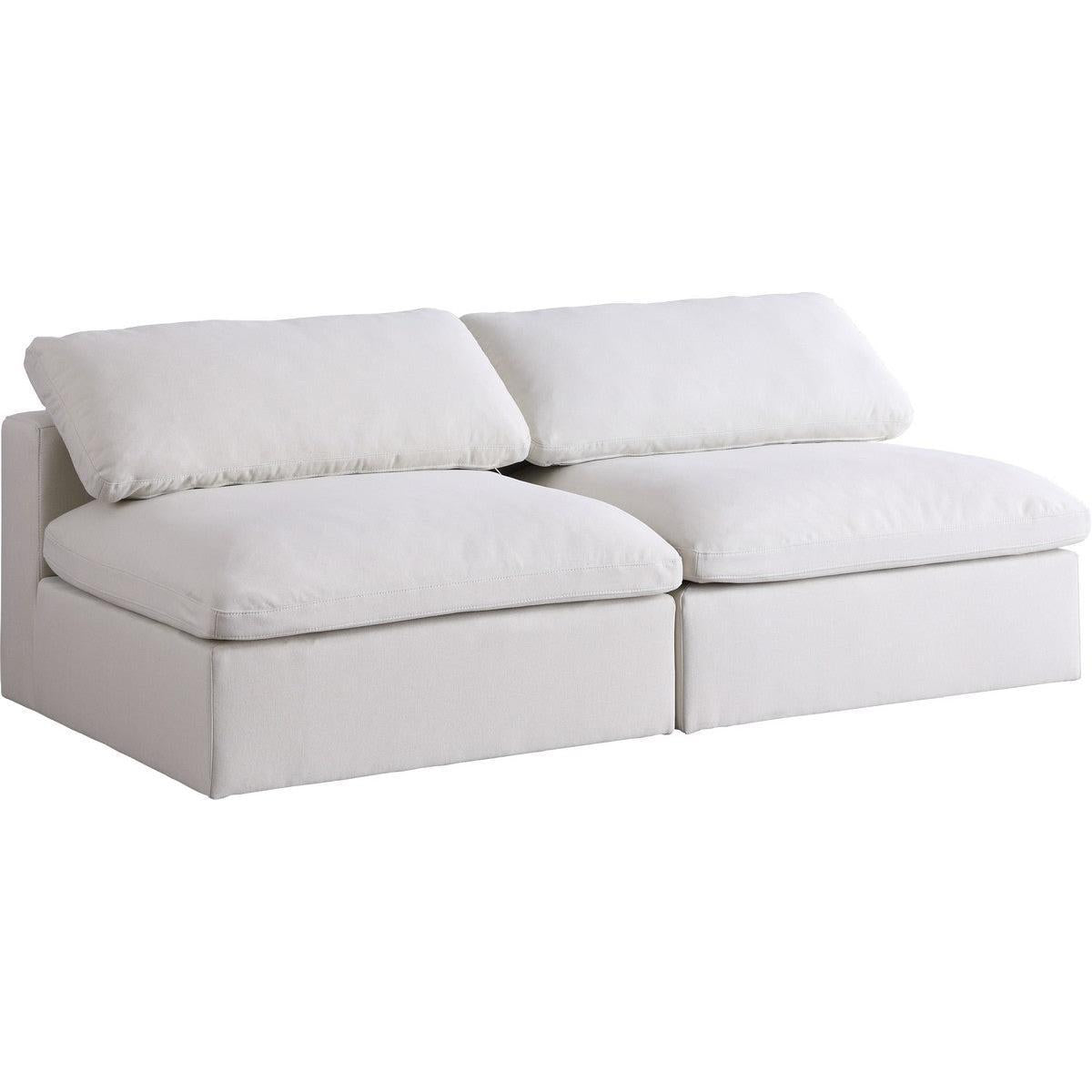 Meridian Furniture Serene Cream Linen Fabric Deluxe Cloud Modular Armless SofaMeridian Furniture - Deluxe Cloud Modular Armless Sofa - Minimal And Modern - 1