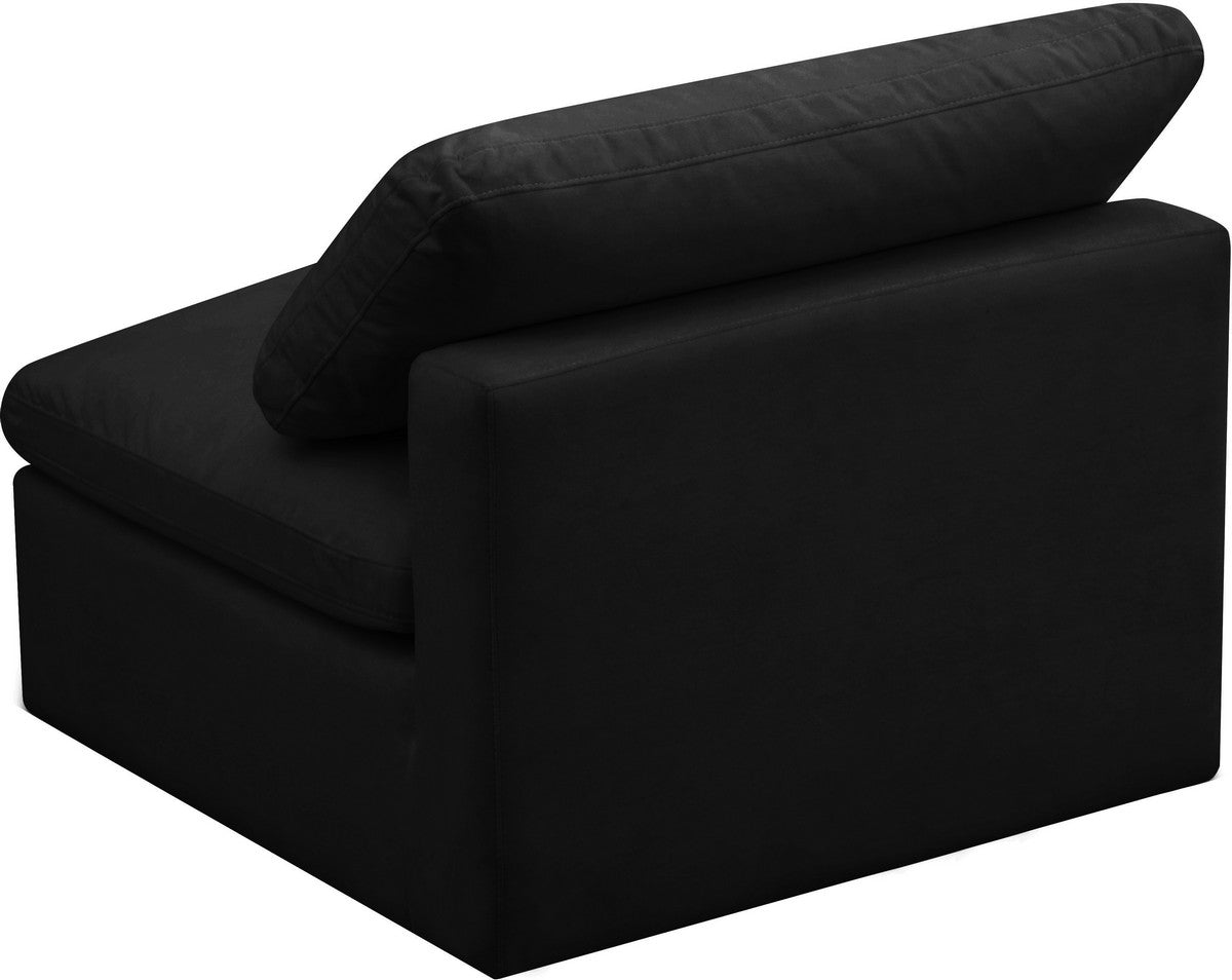 Meridian Furniture Plush Black Velvet Standard Cloud Modular Armless Chair