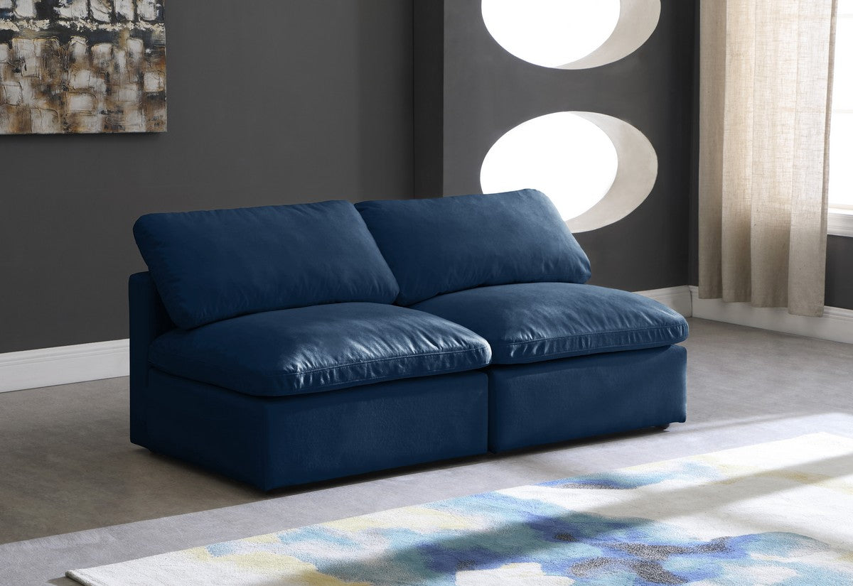 Meridian Furniture Plush Navy Velvet Standard Cloud Modular Sofa