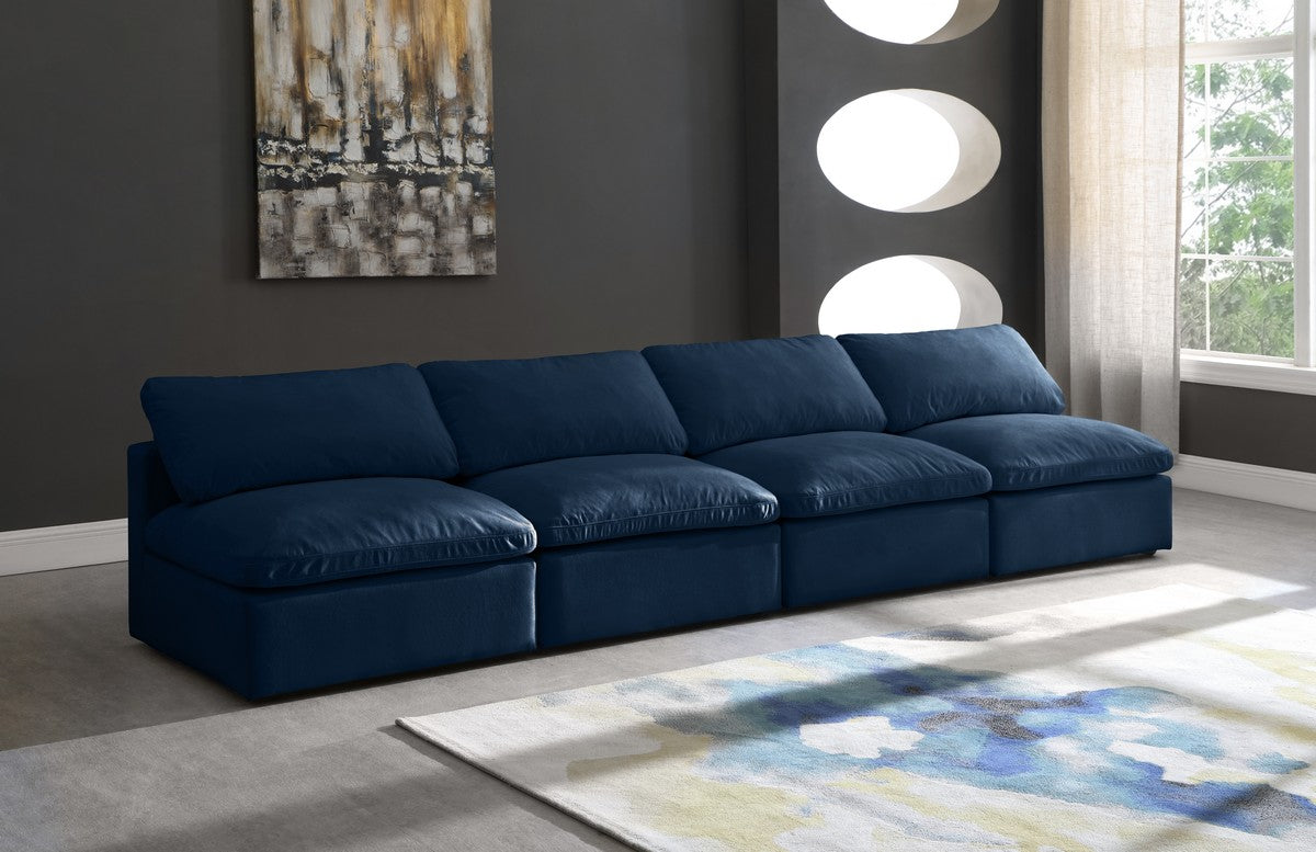 Meridian Furniture Plush Navy Velvet Standard Cloud Modular Sofa