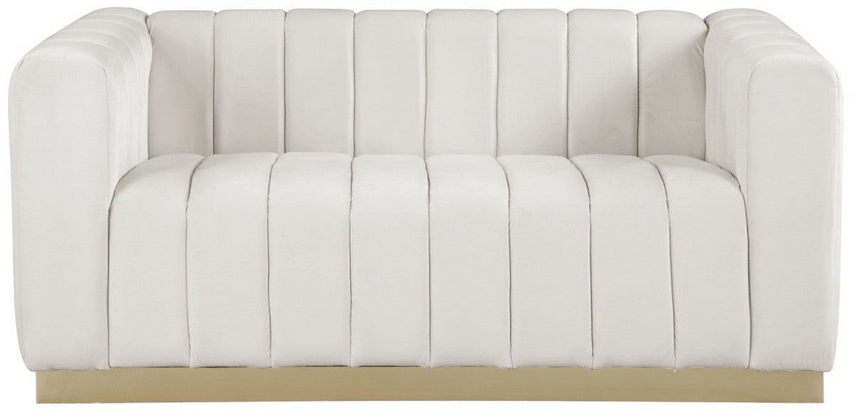 Meridian Furniture Marlon Cream Velvet Loveseat