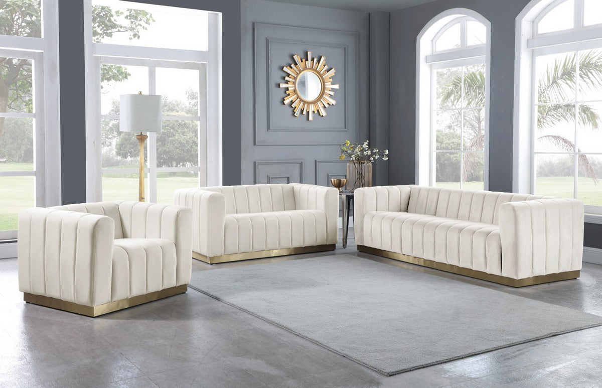 Meridian Furniture Marlon Cream Velvet Loveseat