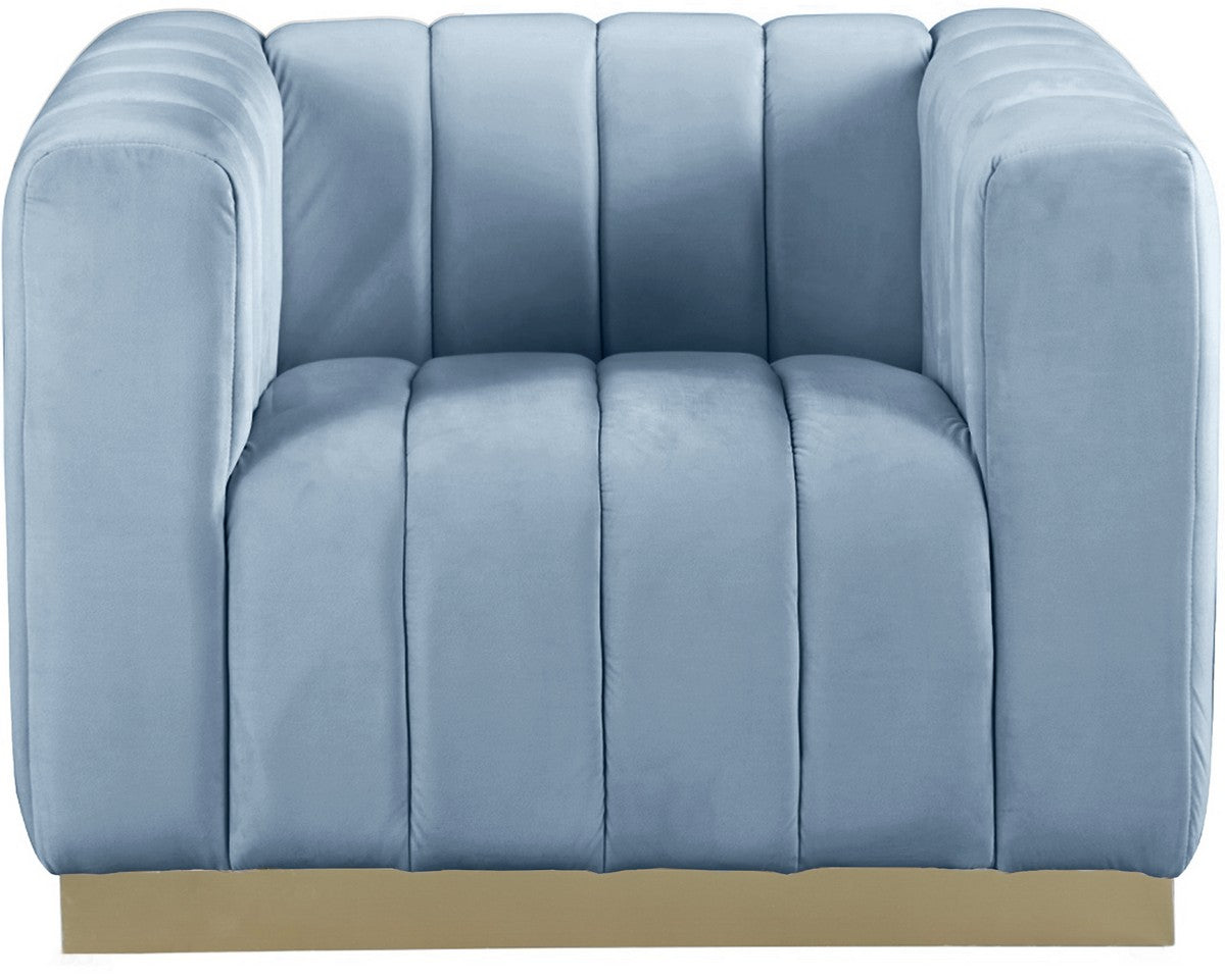 Meridian Furniture Marlon Sky Blue Velvet Chair