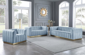 Meridian Furniture Marlon Sky Blue Velvet Chair