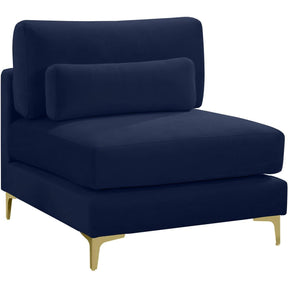 Meridian Furniture Julia Navy Velvet Modular Armless ChairMeridian Furniture - Modular Armless Chair - Minimal And Modern - 1