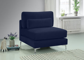 Meridian Furniture Julia Navy Velvet Modular Armless Chair