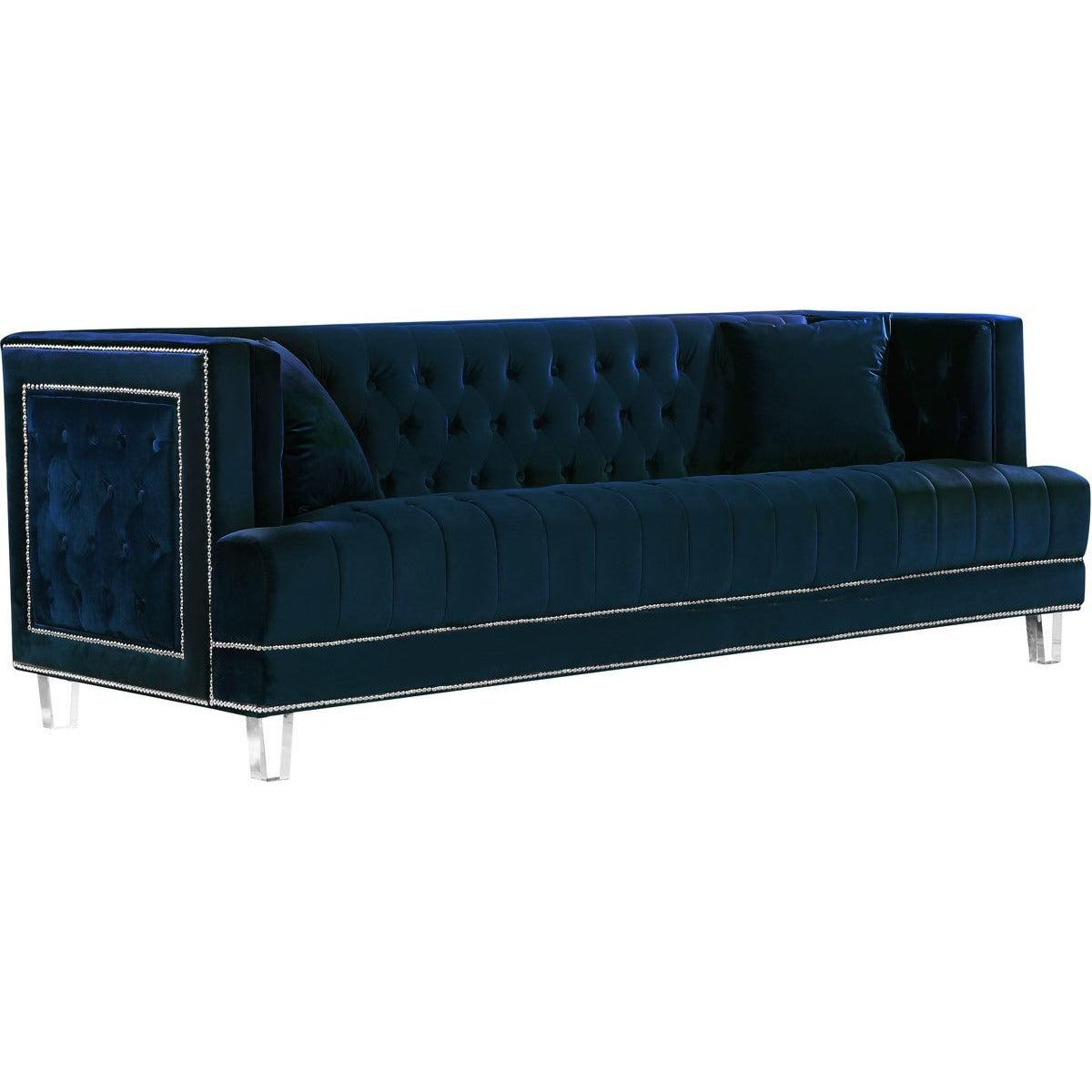 Meridian Furniture Lucas Navy Velvet SofaMeridian Furniture - Sofa - Minimal And Modern - 1