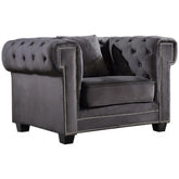 Meridian Furniture Bowery Grey Velvet ChairMeridian Furniture - Chair - Minimal And Modern - 1