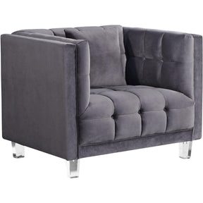 Meridian Furniture Mariel Grey Velvet ChairMeridian Furniture - Chair - Minimal And Modern - 1