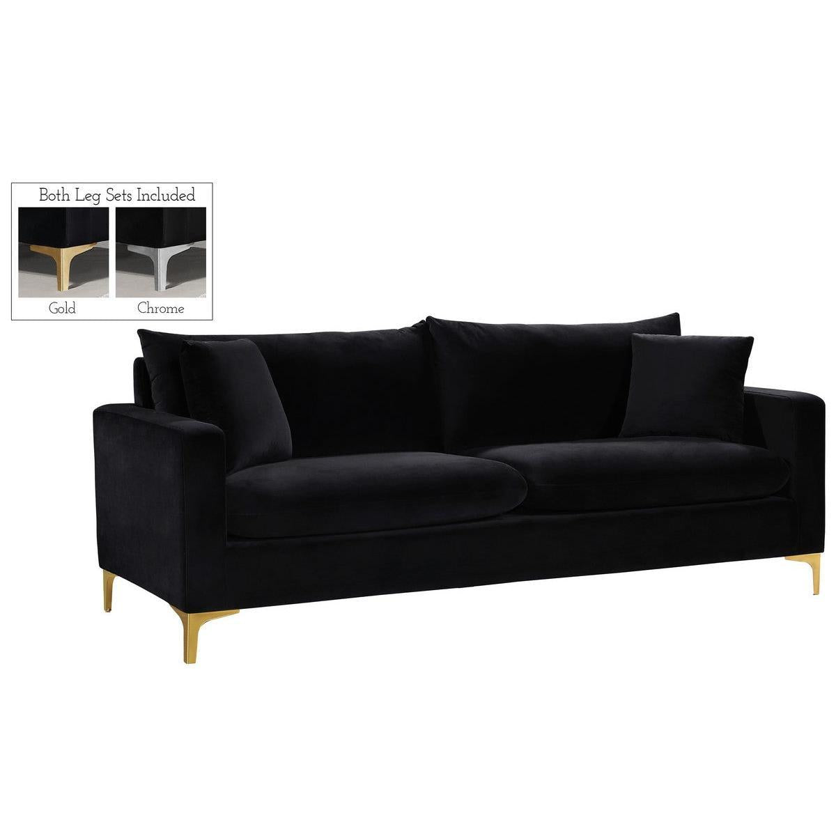 Meridian Furniture Naomi Black Velvet SofaMeridian Furniture - Sofa - Minimal And Modern - 1