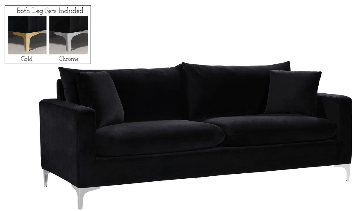 Meridian Furniture Naomi Black Velvet Sofa