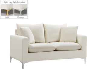 Meridian Furniture Naomi Cream Velvet Loveseat