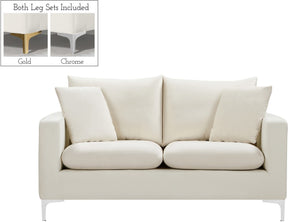 Meridian Furniture Naomi Cream Velvet Loveseat