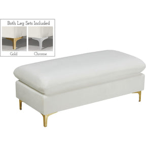 Meridian Furniture Naomi Cream Velvet OttomanMeridian Furniture - Ottoman - Minimal And Modern - 1