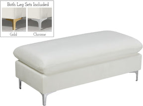 Meridian Furniture Naomi Cream Velvet Ottoman