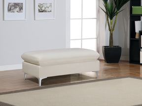 Meridian Furniture Naomi Cream Velvet Ottoman