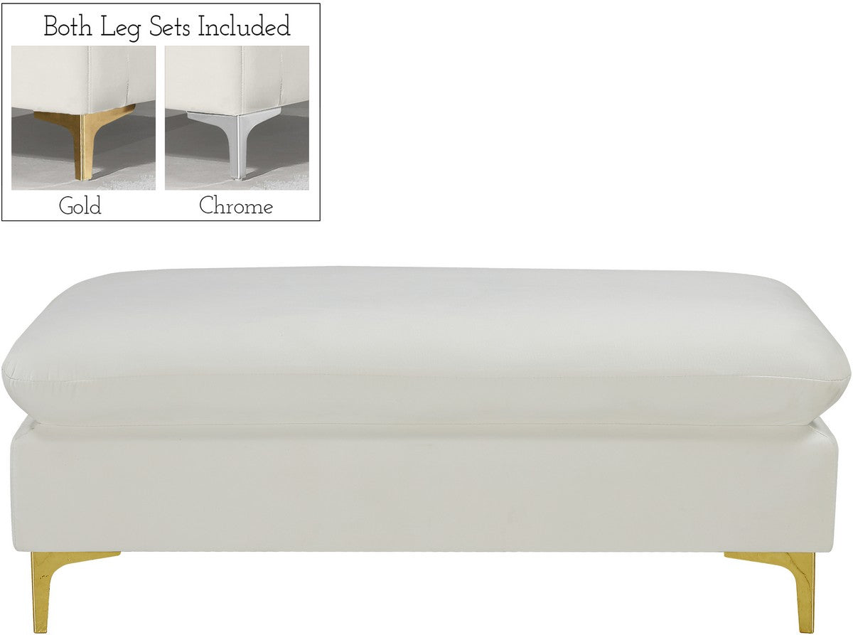 Meridian Furniture Naomi Cream Velvet Ottoman